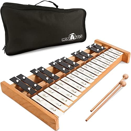 Glockenspiel Xylophone | Full Size Glockenspiel Xylophone 27 Note Metal Keys for Adults & Kids | Percussion Instrument Includes 2 Wooden Beaters and Carry Case MINIARTIS