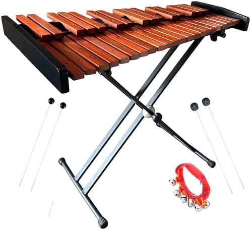 37 Note Xylophone Professional Wooden Glockenspiel Xylophone With Height Adjustable Stand,4 Mallets,Hand Bell and Carry Bag (40.6 inch) LyricLight