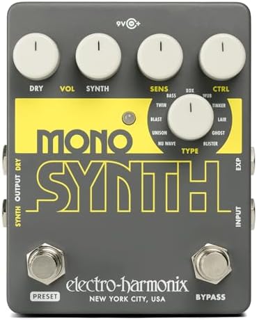 Педаль синтезатора Electro-Harmonix Mono Synth для гитар, 11 звуков и экспресс-контроль в реальном времени Electro-Harmonix