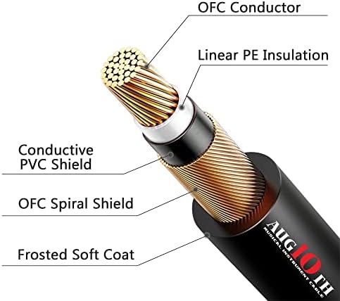 6 Inch Guitar Patch Cable 15 CM Performance Guitar Effect Pedal Cables Angled to Angled Augioth