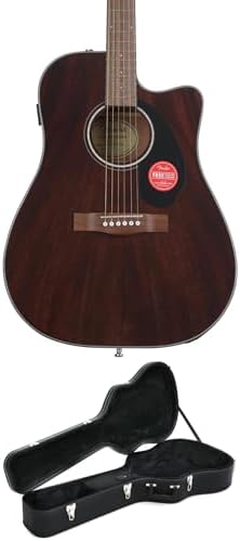 Fender CD-60SCE All Mahogany Acoustic-Electric Guitar Bundle - Includes Hard Case & Rich Natural Sound - Perfect for Beginners & Pros Fender