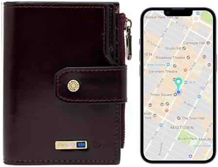 Anti-Lost Bluetooth Wallet Tracker Finder, Slim Trifold Cowhide Mens Wallet with ID Window Credit Card Holder Pocket (Brown) SMART CC