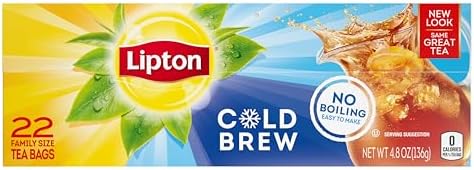 Lipton Cold Brew Iced Tea Bags, Family Size Iced Tea Bags, 22 Total Tea Bags Lipton