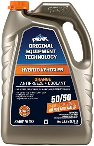 PEAK OET Orange 50/50 Prediluted Antifreeze and Coolant for Hybrid and Plug-in Vehicles, 1 Gal. Peak