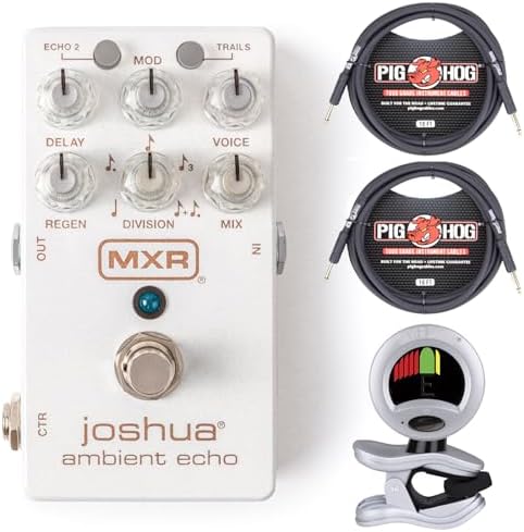 Эффект-педаль MXR M309 Joshua Ambient Echo с уникальными задержками и комплектом из двух кабелей Pig Hog и тюнером Snark Briskdrop