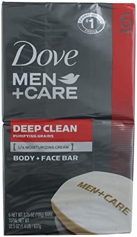 DOVE MEN + CARE Body Soap and Face Bar More Moisturizing Than Bar Soap Deep Clean Effectively Washes Away Bacteria, Nourishes Your Skin 3.75 oz 6 Bars Dove Men + Care