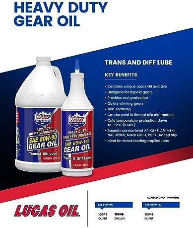 Lucas Oil 10042 Heavy Duty High Performance SAE 85W-140 Gear Oil - 1 Quart LUCAS