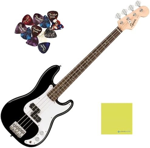 Электрогитара Fender Squier Mini Precision, укороченный гриф, палитра из 12 пиков Fender и тряпка для полировки Liquid Audio Liquid Audio