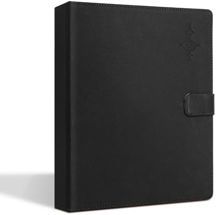 Rockhouse Sheet Music Folder, 3 Ring Binder Music Holder PU Leather Choir Folder 60 Pages Fit for Sheet Music Paper 8.5 x 11 Inch, Black Rockhouse