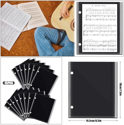 Flip Folder Pages, 7.5 x 6.3'' Marching Band Musical Flip Folio Page W/ 2 Holes PVC Waterproof Resist Tearing Window Pages for Holding Sheet Music (Single Side) IYEBAU