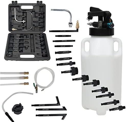 8L Pneumatic Transmission Oil Extractor Pump Set with 20 PCS Filling Adapters, ATF System Fluid Transfer Pump Dispenser Automatic Fluid Extractor Compatible with BMW, Ford, Audi etc. Motocoche