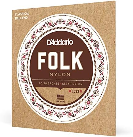 Струны для гитары D'Addario - Folk Nylon EJ34 - Нейлоновое основание, шариковые концы - 80/20 бронза, черные нейлоновые струны D'Addario