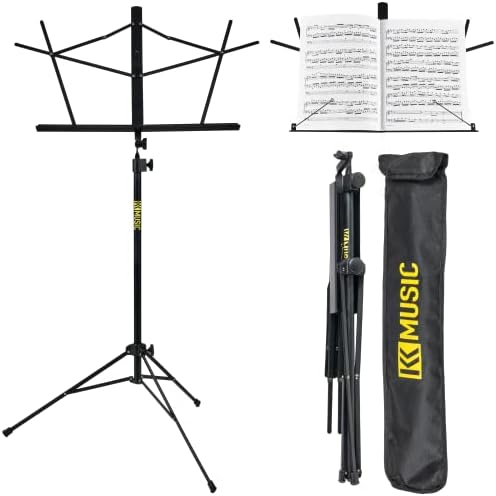 KK Music Sheet Music Stand - Portable Folding Music Stand for Sheet Music with Tripod Base and Carrying Bag - Heavy Duty Foldable for Kids and Adults KK Music