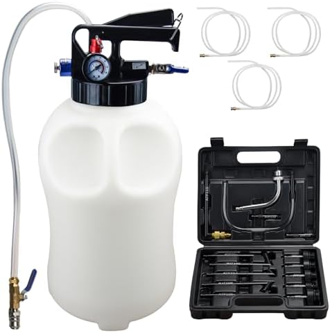 10L Pneumatic Fluid Extractor Dispenser Set Transmission Fluid Pump with 15pcs ATF Adapters ATF Refill Tool Kit Automotive Pneumatic Oil Extractor Bicos