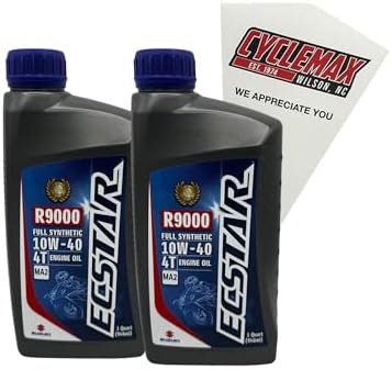 Two Pack compatible with Suzuki Ecstar R9000 Full Synthetic Engine Oil 10w40 990A0-01E40-01Q Contains Two Quarts and a Funnel CYCLEMAX