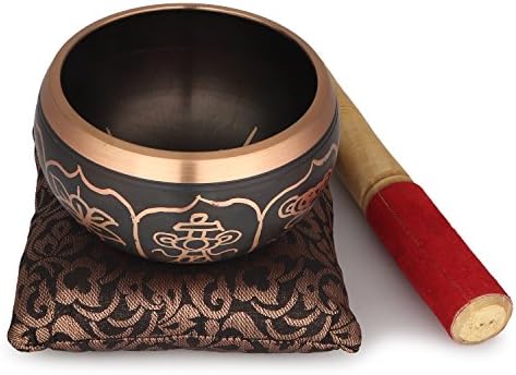 Tibetan Meditation Om Mani Singing Bowl/Cushion/Mallet (4 Inch, 8 Symbol) Zap Impex