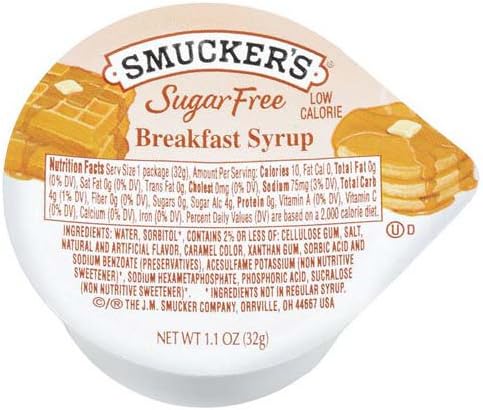 Smuckers Sugar Free Breakfast Syrup, 1.1 oz 100count Smucker's