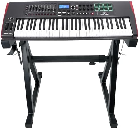 Novation IMPULSE 61 MIDI USB клавиатура с 61 клавишей и Rockville Z50 подставкой с чехлом, регулируемая высота и ширина Audiosavings