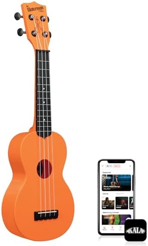 Kala Brand Music Co. The Waterman Beach Collection, 4-String Ukulele, Right, Sunset Orange, Soprano (KA-WMS-OR-S) Kala