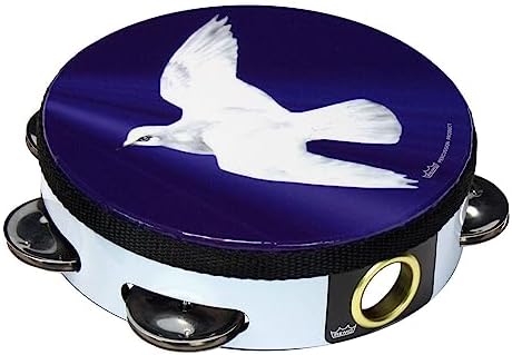 REMO Tambourine, 6" Diameter, 6 Pairs Jingles x 1 Row, Religious Dove' Graphic Remo