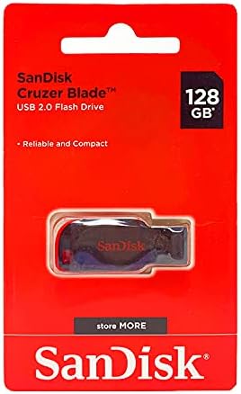 SanDisk Cruzer Blade USB Flash Drive, 128 GB, Black/Red (SDCZ50-128G-A46) SanDisk