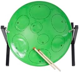 Miniature Steelpan (Steel Drum) 15 Inch Diameter 8 Notes (PING PONG) from Trinidad & Tobago (Green) Panland