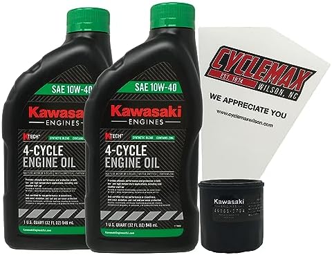 10W-40 Oil Change Kit compatible with Kawasaki 49065-0724 and Funnel CYCLEMAX