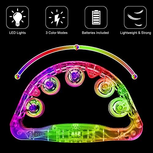 LED Tambourine, Light up Musical Flashing Tambourine (1 PCS) Telihao