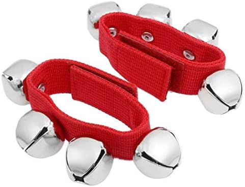 Coolrunner 2pcs/4pcs Band Wrist Bells Christmas Musical Tambourine Wrist Shaking Jingle Bells Percussion Orchestra Rattles (Red) Coolrunner