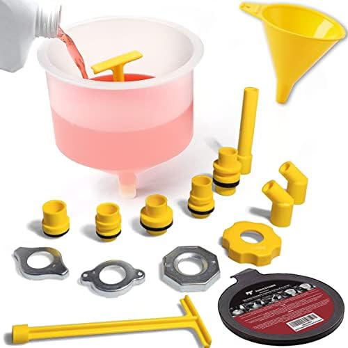 Thorstone No Spill Coolant Funnel Kit, Spill Free Radiator Coolant Filling Funnel, Spill Proof Radiator Funnel Bleeder with Adapters, Automotive Antifreeze Bleeder for Universal Vehicles Thorstone