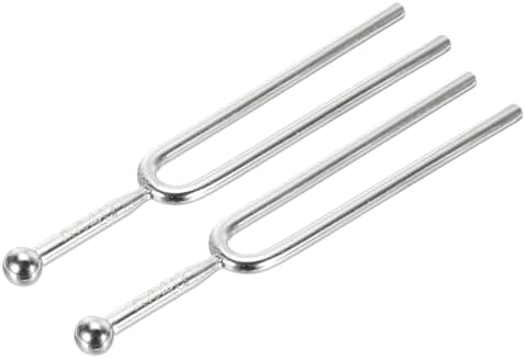 MECCANIXITY 2pcs Tuning Fork, Standard a 440 Hz Tuner Tone Tool for Musical Instruments Violin Guitar Tuner Device, Silver Meccanixity