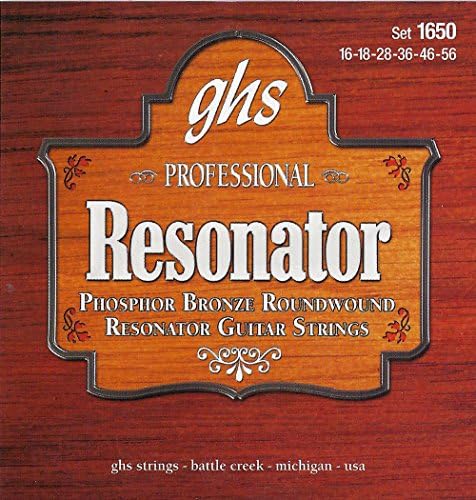 Гитарные струны GHS Resonator/Dobro, настройка G, фосфорно-бронзовые, 16-56, модель 1650 GHS Strings