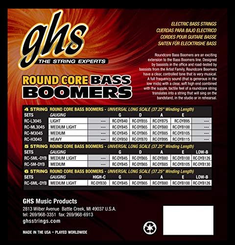 GHS Strings RC-H3045 Round Core Bass Boomers, 4-Set, Silver, Heavy Gauge, 50-115 (37.25" Winding) GHS Strings