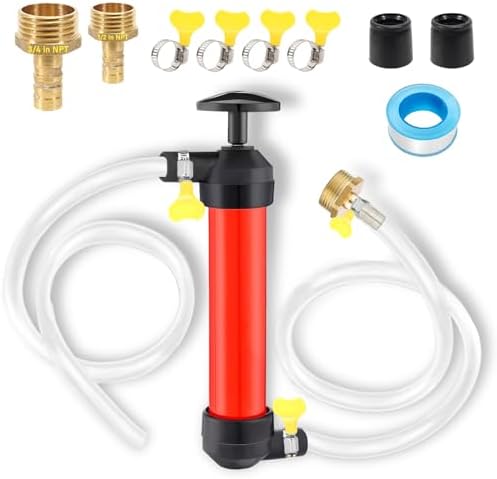 RV Antifreeze Hand Pump Kit, Multi-Use Siphon Pump Kit with 2 Connectors and 4 Clamps, RV Winterizing Kit for Gasoline, Liquid and RV Antifreeze for Winterizing Fuwnvuwn