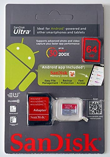 SanDisk 64GB Mobile Ultra MicroSDXC Class 10 Memory Card with SD Adapter - Retail Packaging SanDisk