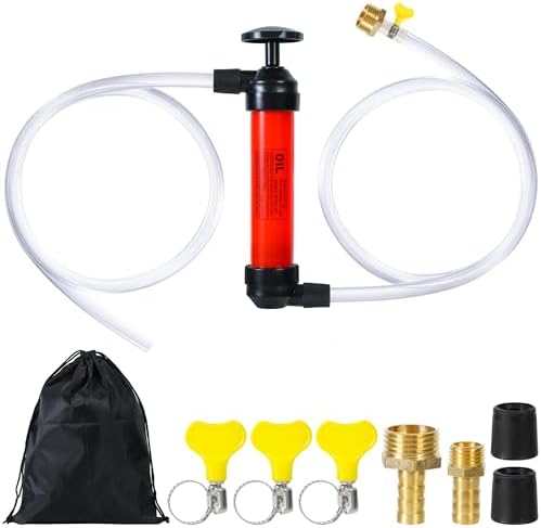 Tugaizi RV Antifreeze Siphon Hand Pump Kit, Liquid Transfer Pump with 2 PVC Hoses, Water Fuel Transfer Pump for Winterizing RV Trailer Camper Tugaizi