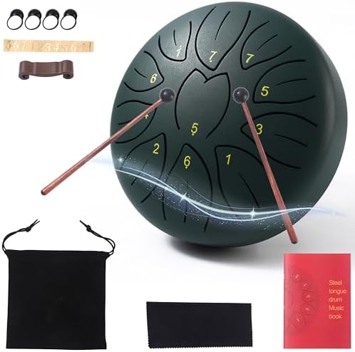 EVAVIBE-Premium Rain Drum 6 Inches11 Note Christmas tree gifts for drummers Steel Tongue Drums & Percussion Kit Aum Sound Drum Handpan for Sale Bongos Set Meditation Sound Healing Instruments Yoga EVAVIBE