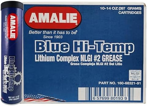 AMALIE Blue Hi-Temp Grease NLGI #2 (160-68321-91) 14 Oz Tube, Pack of 10 Amalie