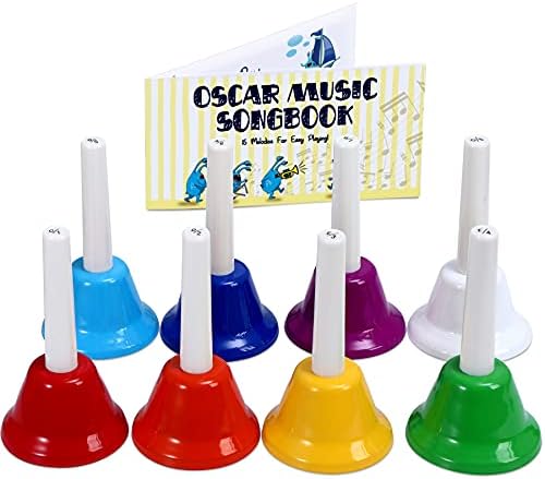 Hand Bells for Kids | Educational Music Toys for Toddlers 8 Notes Colorful Handbells Set | Kids Musical Instrument with 15 Songbook | Great Birthday Gift for Children MINIARTIS