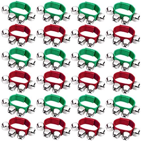 Cooraby 24 Pack Christmas Band Wrist Bells Bracelets Musical Instruments Wrist Bells Ankle Bells for Christmas Party Favors Cooraby