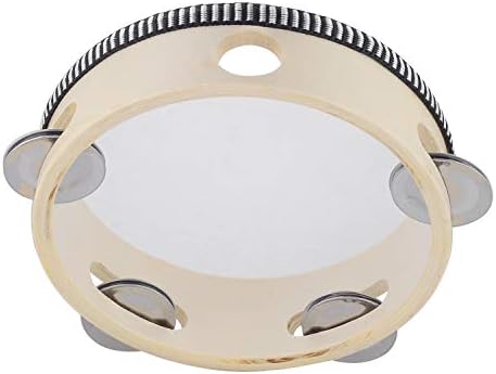 Hand Held Tambourine Drum 6 inch Bell Birch Metal Jingles Percussion Gift Musical Educational Drum Instrument for KTV Party Kids Games (6 inch) Musfunny