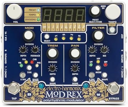 Эффект-педаль Electro-Harmonix Mod Rex, полиритмический модулятор с выбором вибрато, фленжера и хорового эффекта Electro-Harmonix