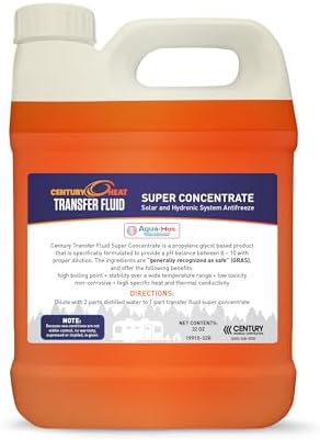 Century Heat Transfer Fluid - Non-Corrosive, Non-Toxic Propylene Glycol RV Antifreeze for Heating Systems | Concentrated (Requires Dilution) | Recommended by Aqua-Hot, Oasis & Timberline - Red, 32oz Century Chemical