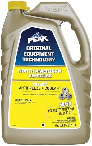 PEAK OET Extended Life Yellow 50/50 Prediluted Antifreeze/Coolant for North American Vehicles, 1 Gal. Peak