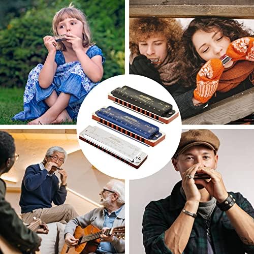 East top Diatonic Harmonica Key of A 10 Holes 20 Tones 008K Blues Diatonic Mouth Organ Harmonica with Silver Cover, Standard Harmonicas For Adults, Professionals and Students East top