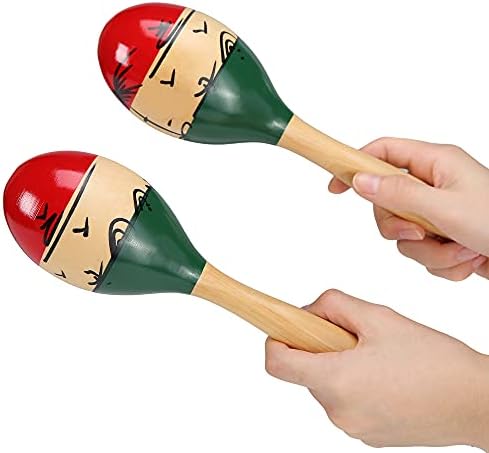 2 Pcs Wood Maracas for Kids Adults, Wooden Maracas Shakers Musical Instrument Domg