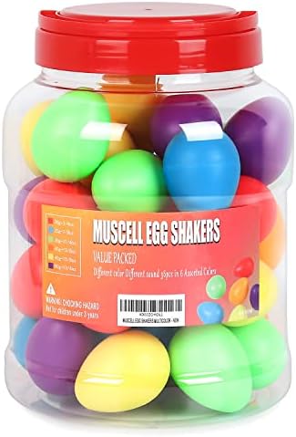 MUSCELL Egg Shakers,Professional Percussion Instruments with 6 Sounds for Live,Studio,Classroom Music, 36pcs in 6 colors w/Bottle Packing MUSCELL