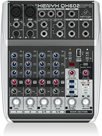 Микшерный пульт Behringer XENYX QX602MP3, 6-входной, с микрофонными предусилителями XENYX и MP3 плеером Behringer