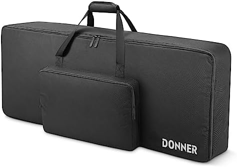 Donner 61 Key Keyboard Case, Portable Electric Piano Keyboard Gig Bag, Waterproof Durable 600D Nylon Oxford Cloth, 10mm Cotton Padded, 41"x 16"x 5", Black Donner