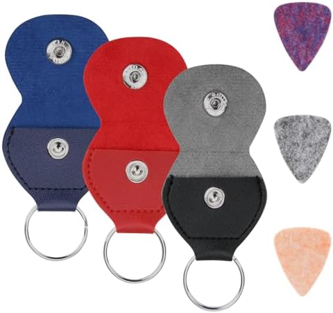 Cosmos Guitar Pick Ukulele Felt Picks with PU Leather Guitar Pick Holder Key Chain Pick Case | Guitar Wool Felt Picks Ukulele Picks Holder Keychain for Women Men Guitar Player Accessories Cosmos